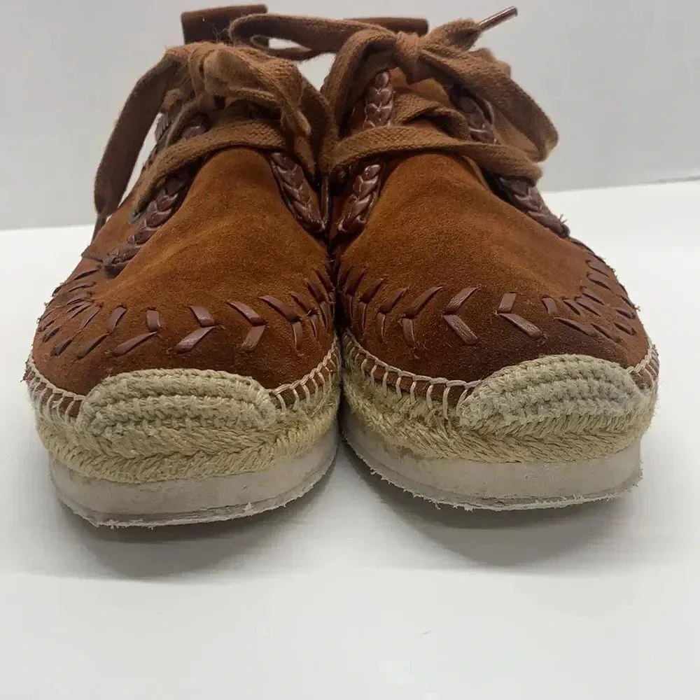 See by Chloe Espadrilles Sneakers Shoes Suede Whipstitch Trim Tan Brown Size 7